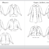 Sketches of Blazers,Capes, Jackets and Coats.